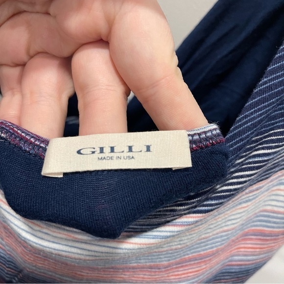 Gilli Stripe Stretch Maxi Dress Navy Small Open Back Sleeveless - Picture 7 of 8